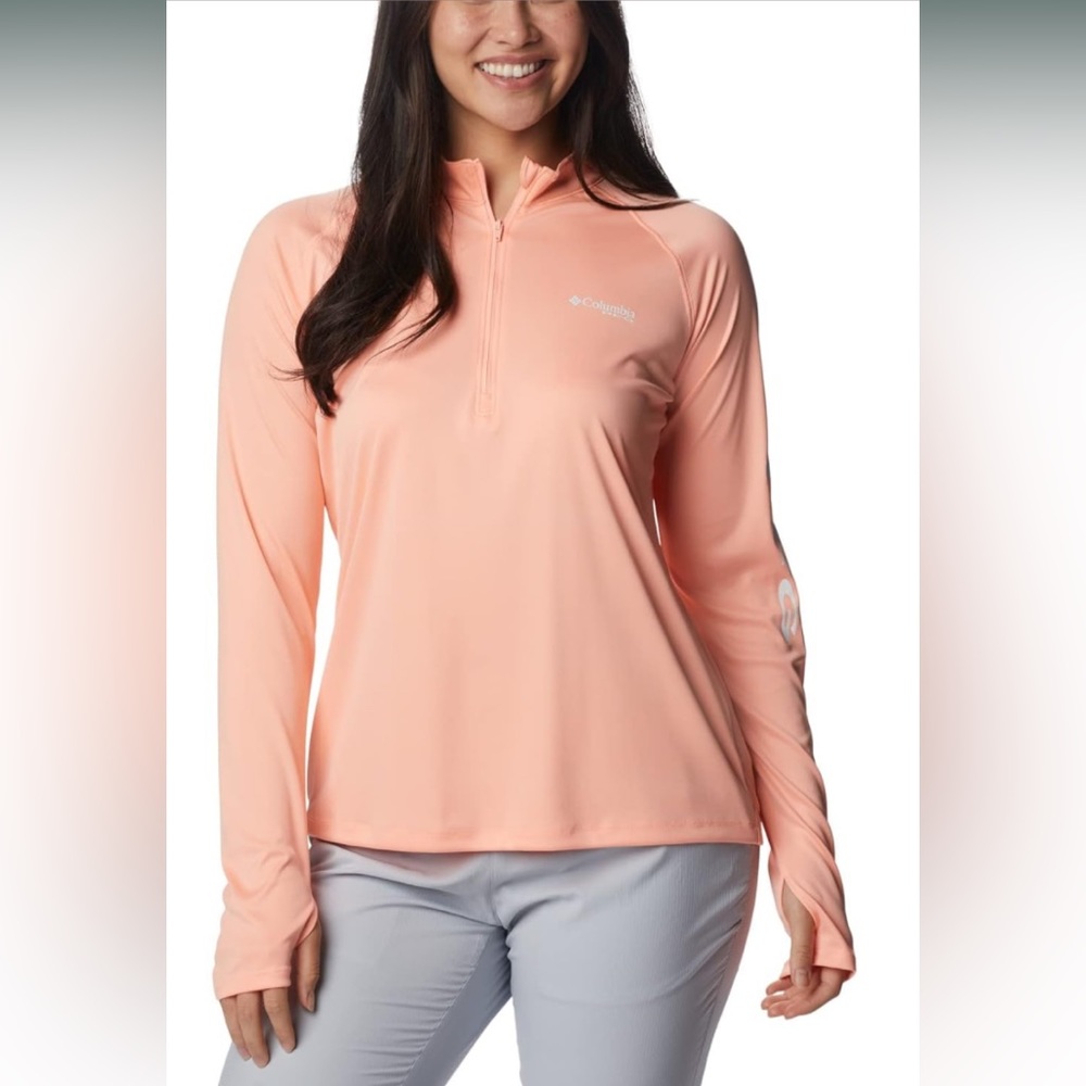 🌻NWT Columbia Women’s High Performance PFG Tidal Tee in Light Coral 2Xl